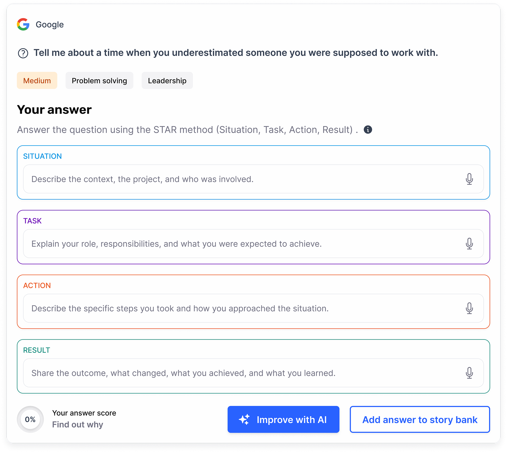 Story bank workspace